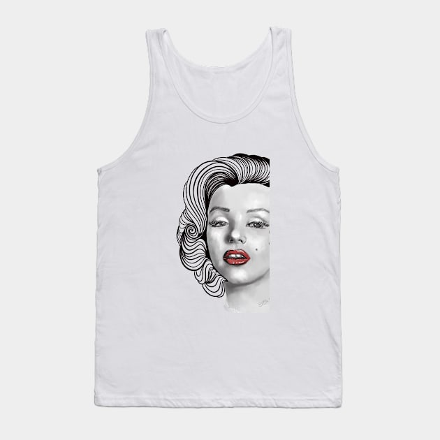 Black and Red Marilyn Tank Top by Toni Tees